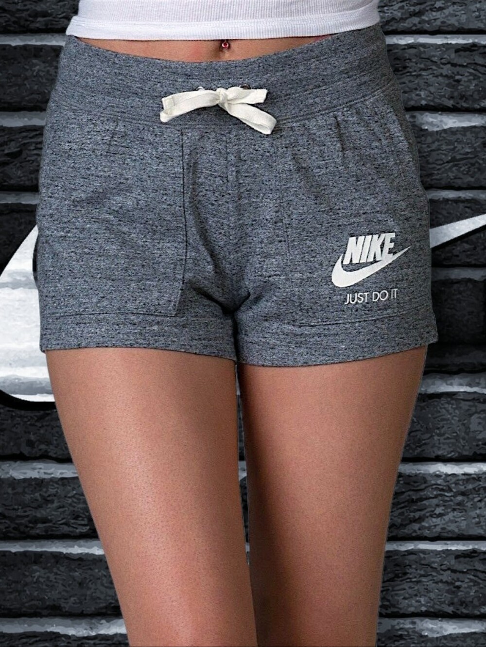 Nike® Women’s Gym Vintage Active Pull On Running Shorts in Gray Size Large